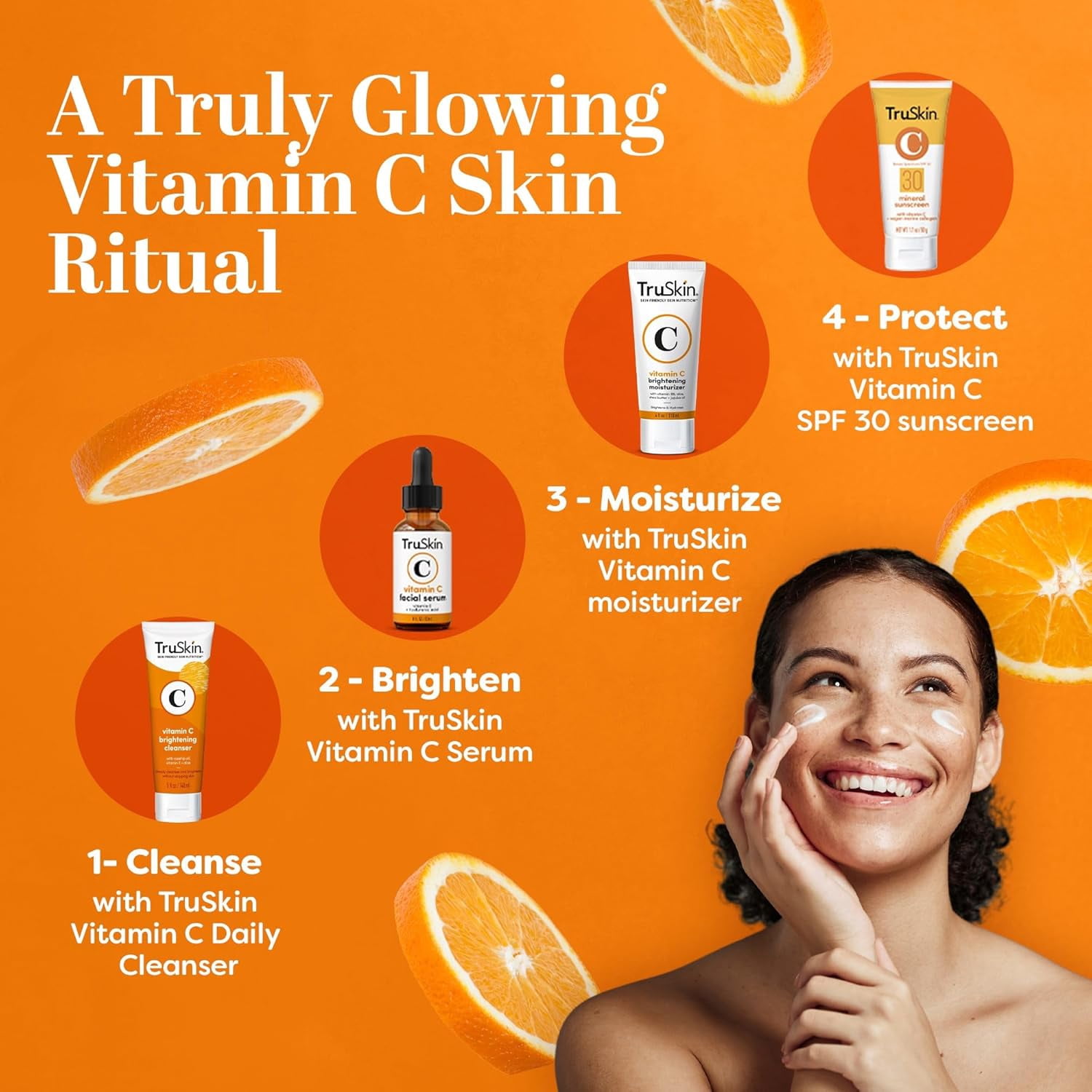 TruSkin Vitamin C Brightening Cleanser For Face – With Vitamin C, Vitamin E, Rosehip Oil, Aloe Vera – Deep Clean and Refresh, 5 fl oz