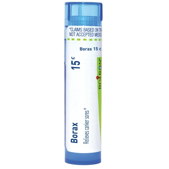 Boiron Borax 15C, Homeopathic Medicine for Canker Sores, 80 Pellets