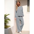 thumbnail image 3 of Cueply Lounge Sets for Women 2 Piece Outfits Sweatsuits Set Long Sleeve Wide Leg Pants with Pockets, 3 of 9