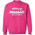thumbnail image 2 of OXI Crewneck Sweatshirt - Without Music Life Would B, Basic Casual Sweatshirts for Men's and Women Fleece Sweatshirt Long Sleeve - Heliconia Large, 2 of 2
