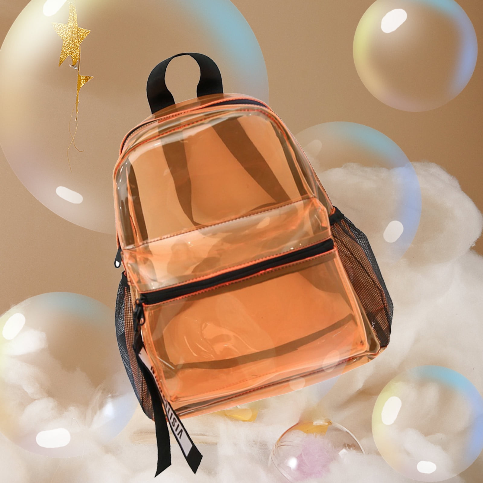 clear mini backpack white KAVIAR Lola Stadium Approved Bag plated hardware adds a touch of polish 100% Transparent Clear Mini Backpack