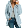 thumbnail image 2 of larppty Women's Fashion Winter Coats Sherpa Fleece Oversized Trendy Jackets Warm Outerwear Hooded with Pockets (Light Blue, 4XL), 2 of 5