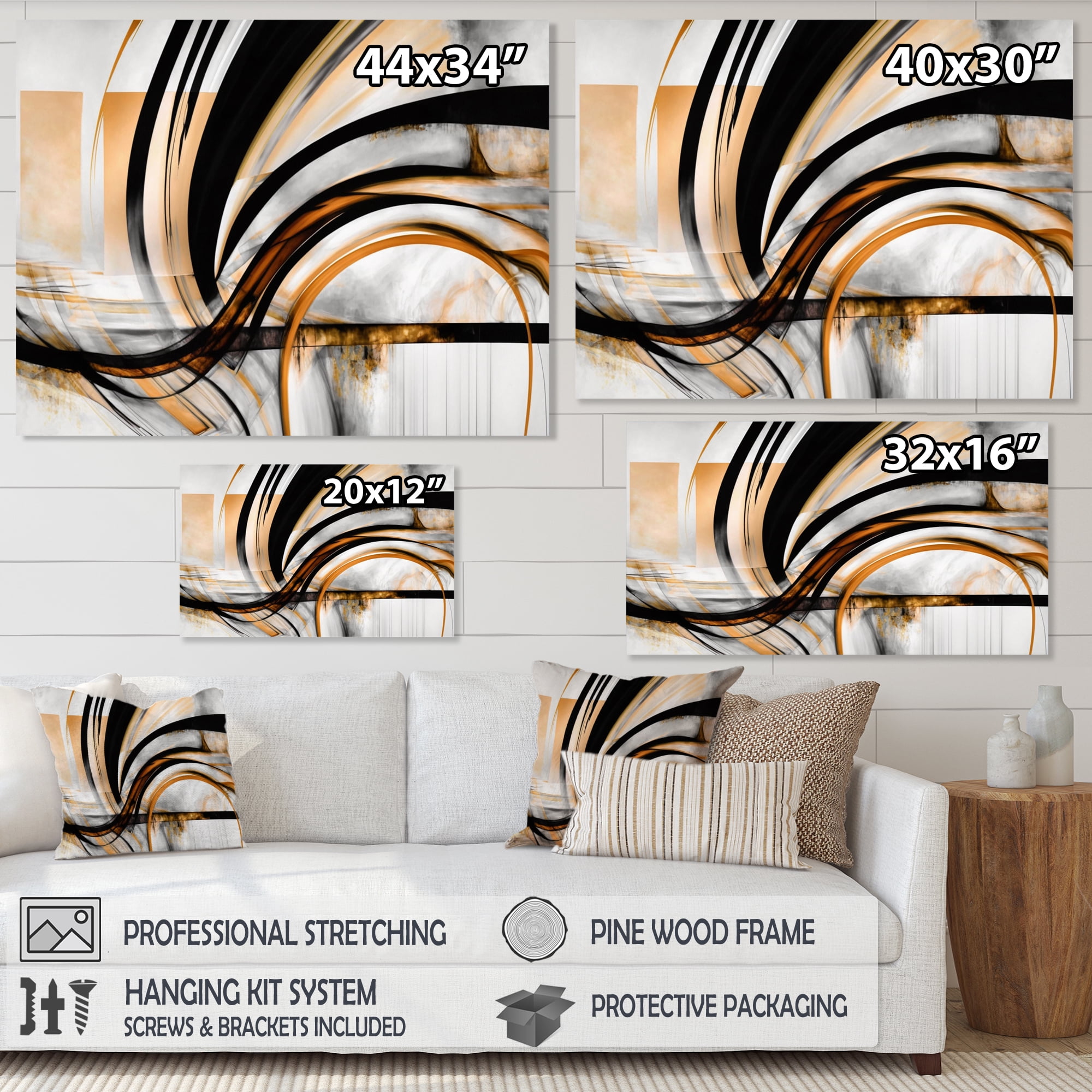 Designart A Black And Gold Spiral Flower III Canvas Wall Art
