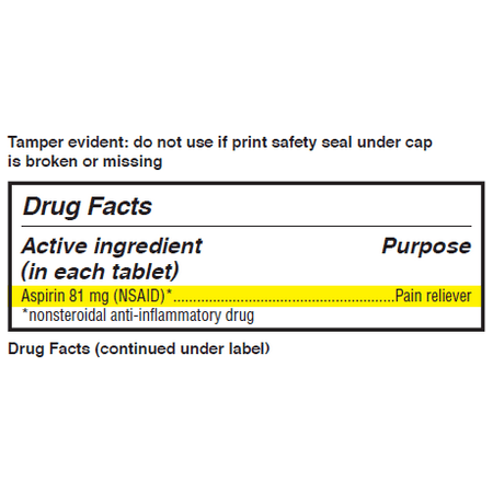 Cabinet Low Dose Aspirin, Enteric Coated Baby Aspirin 81mg, 365 Ct