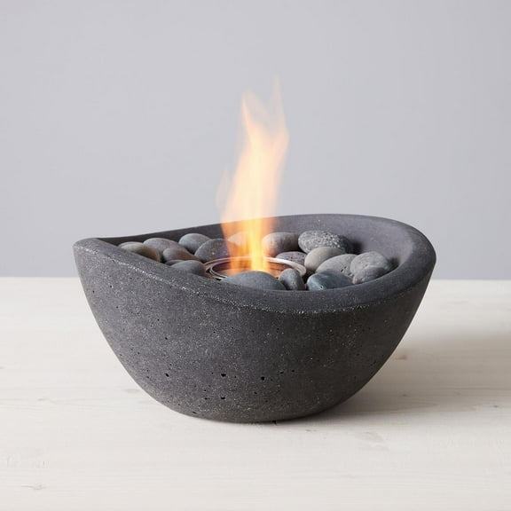 TerraFlame Wave Table Top Fire Bowl Gel Fuel - Stone Cast - Graphite
