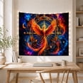 thumbnail image 5 of Moon Stars Phoenix with Outstretched Flame Hued Wings, Mystical Fantasy for Space Lovers, Galaxy Room Decor, Graduation Gift, Tapestry Wall Hanging for Bedroom and Dorm, 5 of 7