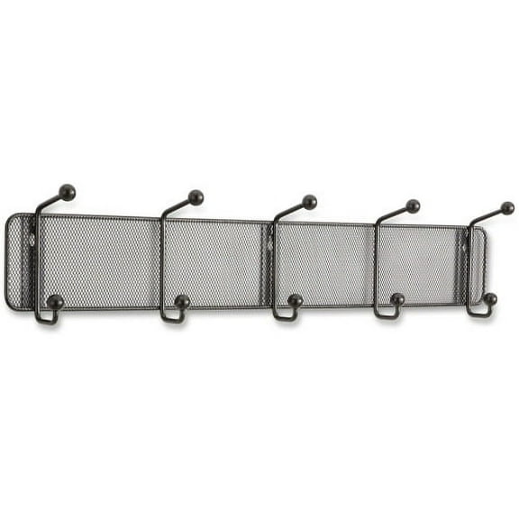 Safco Onyx 5-hook Steel Mesh Wall Rack 5 Hooks - for Scarf, Hat, Coat, Garment - Steel - Black - 1 Each
