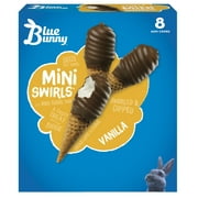 Blue Bunny Mini Swirls Vanilla Frozen Dessert Cones, 18 fl oz 8 Pack