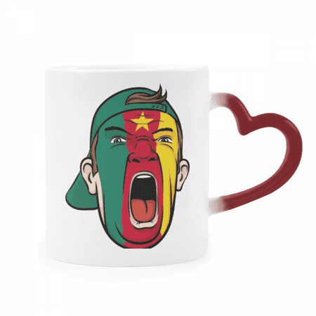 

Cameroon Flag Head Screang Cap Heat Sensitive Mug Red Color Changing Stoneware Cup