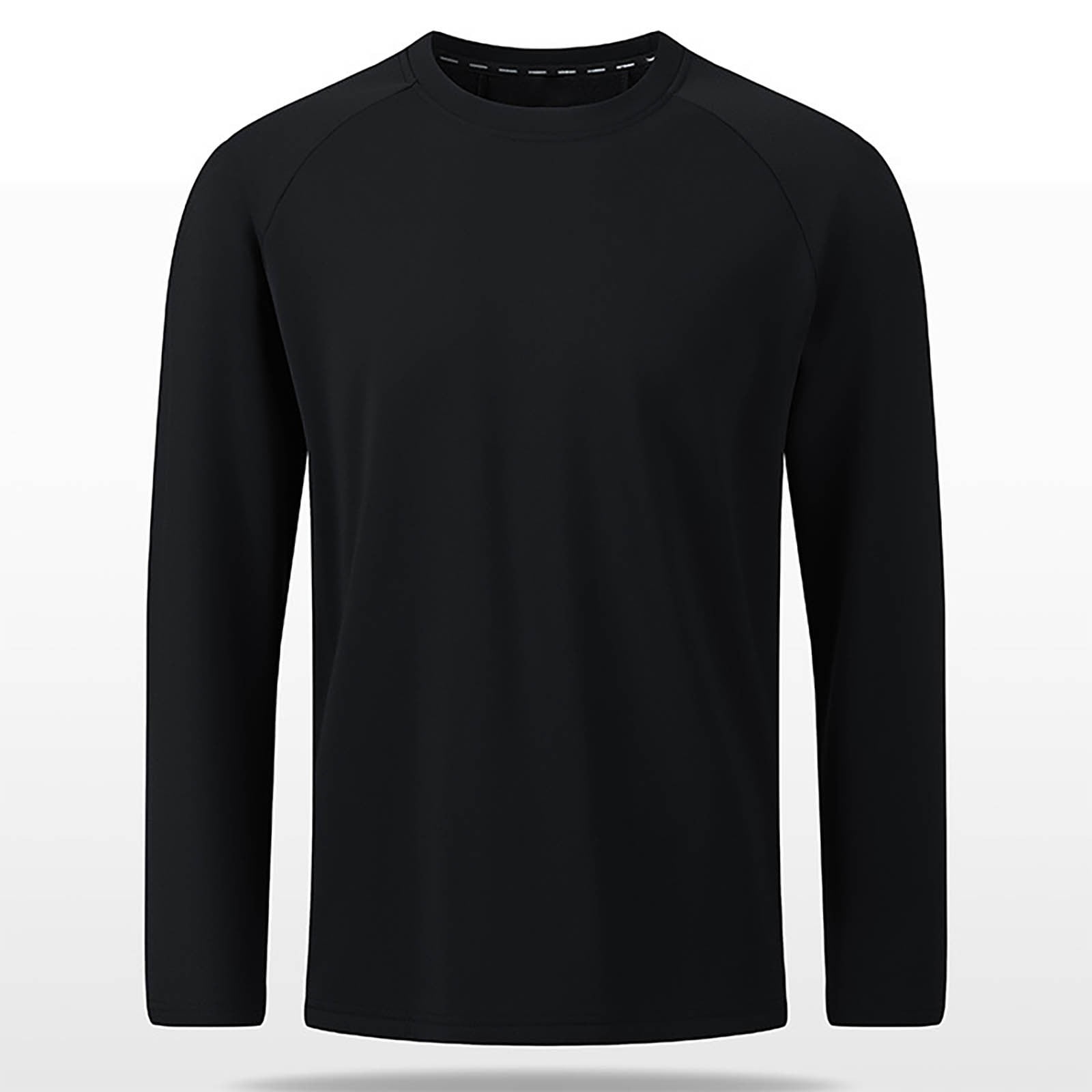 VSSSJ Men's Athletic T-Shirts Long Sleeve Raglan Crew Neck Muscle Fit Workout Fitness Running Solid Color Basic Pullover Shirt Black XXXL