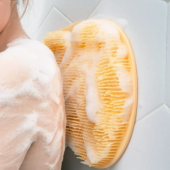 Back Exfoliating Bath Wash Pad,Bathroom Back Scrubber Wall Mounted Suction Cup Silicone Back Exfoliator Foot Massage Pad
