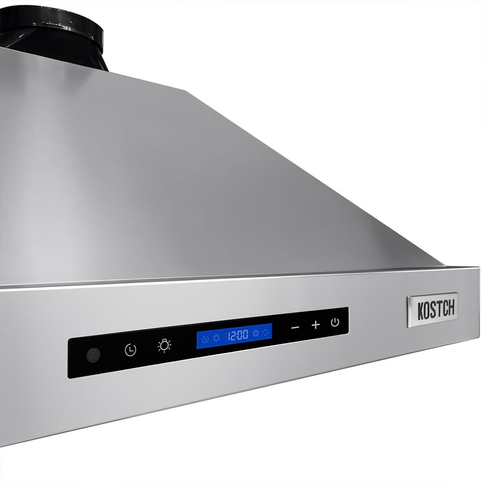 KOSTCH 36 inch Convertible Ducted Wall-Mount Range Hood, 600 CFM Kitchen Vent Hood with 3 Speed Exhaust Fan & LED Light, Kitchen Range Hood with Touchscreen Control Panel & Remote Control