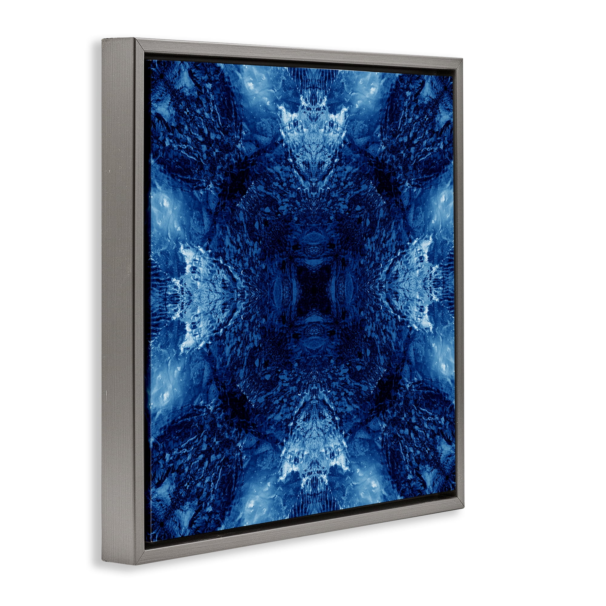 Stupell Industries Symmetrical Tie Dye Pattern Abstract Painting Gray Floater Framed Canvas Art Print Wall Art, 18 x 18