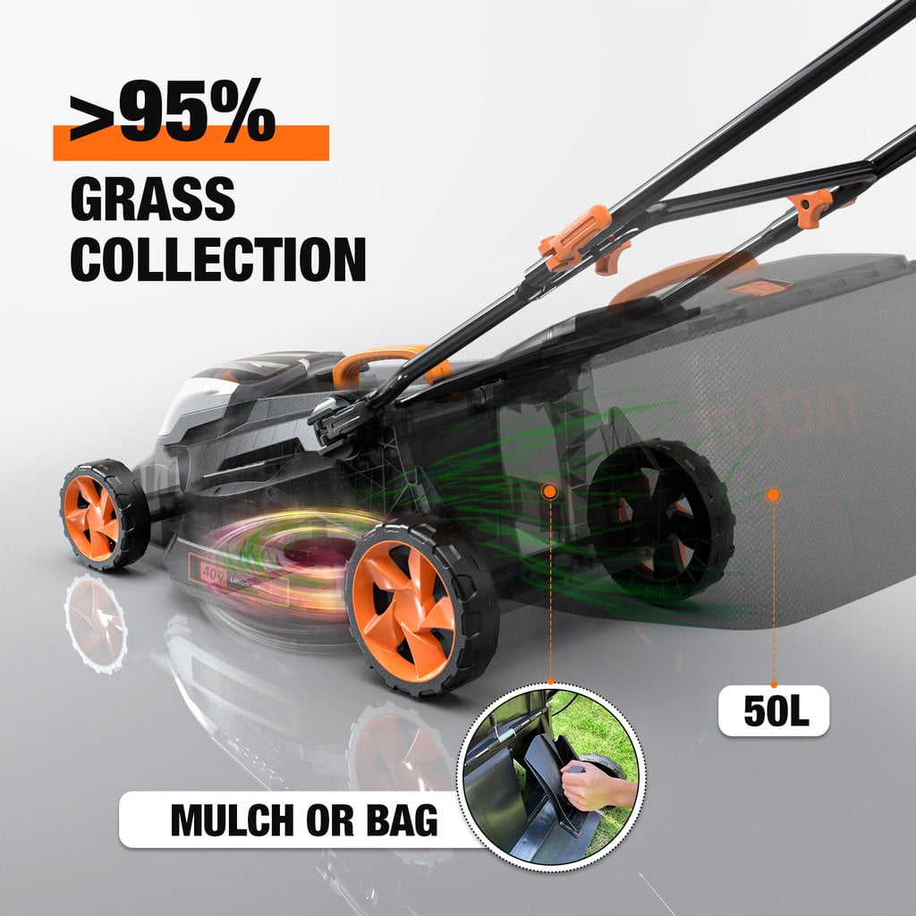 TACKLIFE 40V MAX 4.0Ah 16in Cordless Lawn Mower with Copper Brushless Motor - KDLM4040A - 3