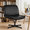Black, variant on QUIOCOZY Wide Criss Cross Legged Chair, Swivel Office Desk Chair, Height Adjustable PU Leather, Comfy Computer Task Seating & Vanity Makeup Chair for Home & Office, Armless & No Wheels