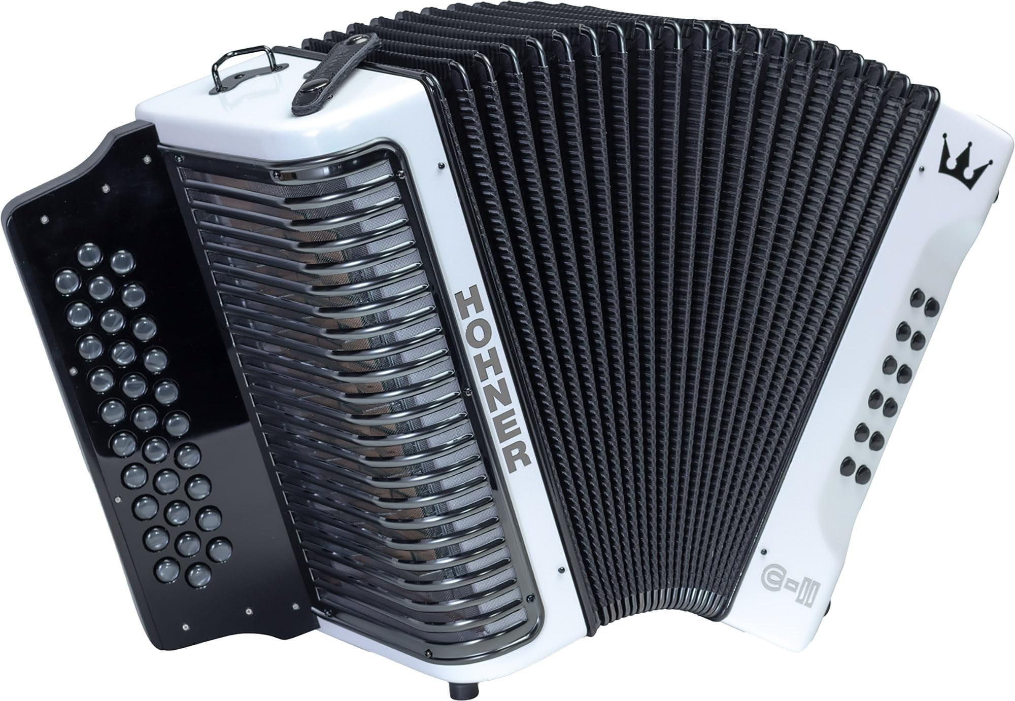 Hohner Corona C-II F/Bb/Eb Accordion - White Rainbow Bundle with Gig Bag, Adjustable Straps, and Austin Bazaar Polishing Cloth