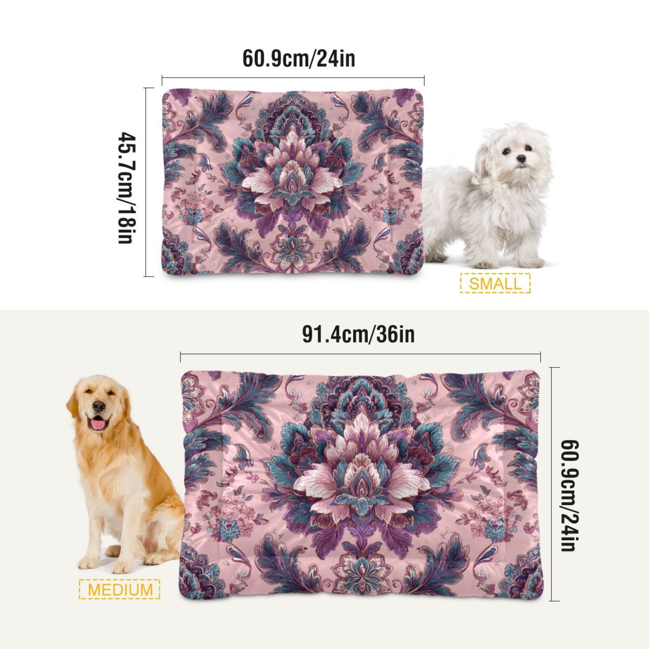 Cozy Mat Pet Bed Indoor Outdoor Warm Soft For Cat Dog Puppy(S/M) Ornate Border