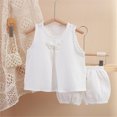 thumbnail image 2 of kpoplk Toddler Girl Clothes Baby Girls Ruffle Sleeveless Bowknot Dress Tops Shorts Set Cute Summer Kids Outfits Size 6-12 Months,White, 2 of 9