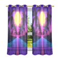 thumbnail image 6 of Yayeee Window Curtains Light Filtering 63"x42" Grommet Panel Pair Home Living Room Decor, Purple Neon Road, 6 of 7