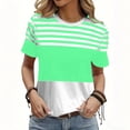 thumbnail image 4 of ITSAME Womens Tops, Short Sleeve Round Neck Striped Print Summer Casual Fashion Blouses Army Green Size 2XL, 4 of 6