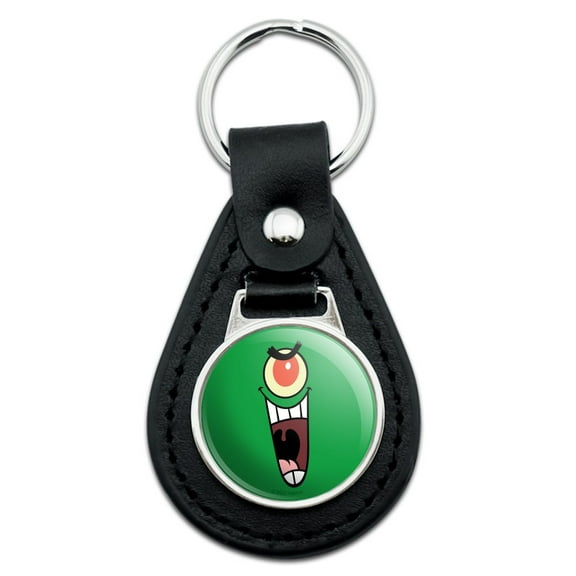 SpongeBob Plankon Face Black Leather Keychain