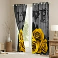 thumbnail image 3 of YST Aesthetics Rose Window Curtains 38"Wx45"L Retro Black Grey Yellow Floral Blackout Curtains Rustic Farmhouse Rose Window Curtains For Bedroom Valentine'S Day Window Treatments 2 Panels, 3 of 6