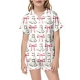 thumbnail image 2 of Girl Pajamas Halloween Classic Satin Pajama Set with Pumpkin Bow Print Kids Baby Girls Short Sleeve Top with Shorts Causal Loungwear Baby Pajamas White 8 Years-9 Years, 2 of 3