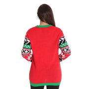 #followme Womens Ugly Christmas Sweater - Sweaters for Women (Red - Santa, X-Large)
