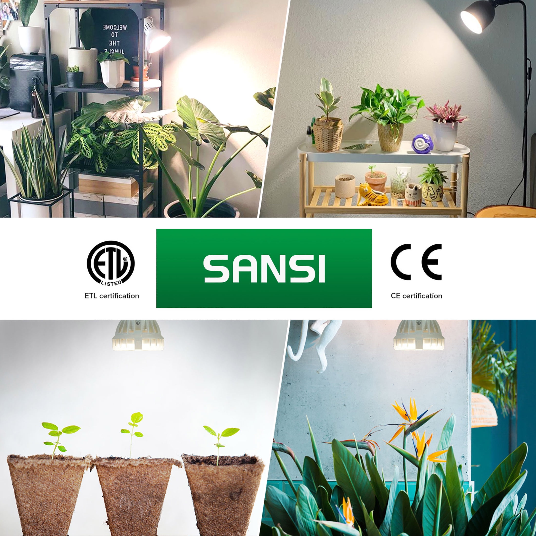 SANSI 15W Full Spectrum LED Grow Light Bulb - E26 Base, For Indoor Plants, Veg & Flowering