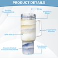thumbnail image 5 of 40oz Tumbler with Handle and Straw – Insulated Stainless Steel Tumbler Travel Mug, Aesthetic Beige and Blue, 5 of 5