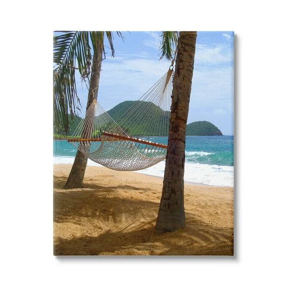 Stupell Industries Hammock on Palm Trees Nature Photography Gallery Wrapped Canvas Print Wall Art, 16 x 20