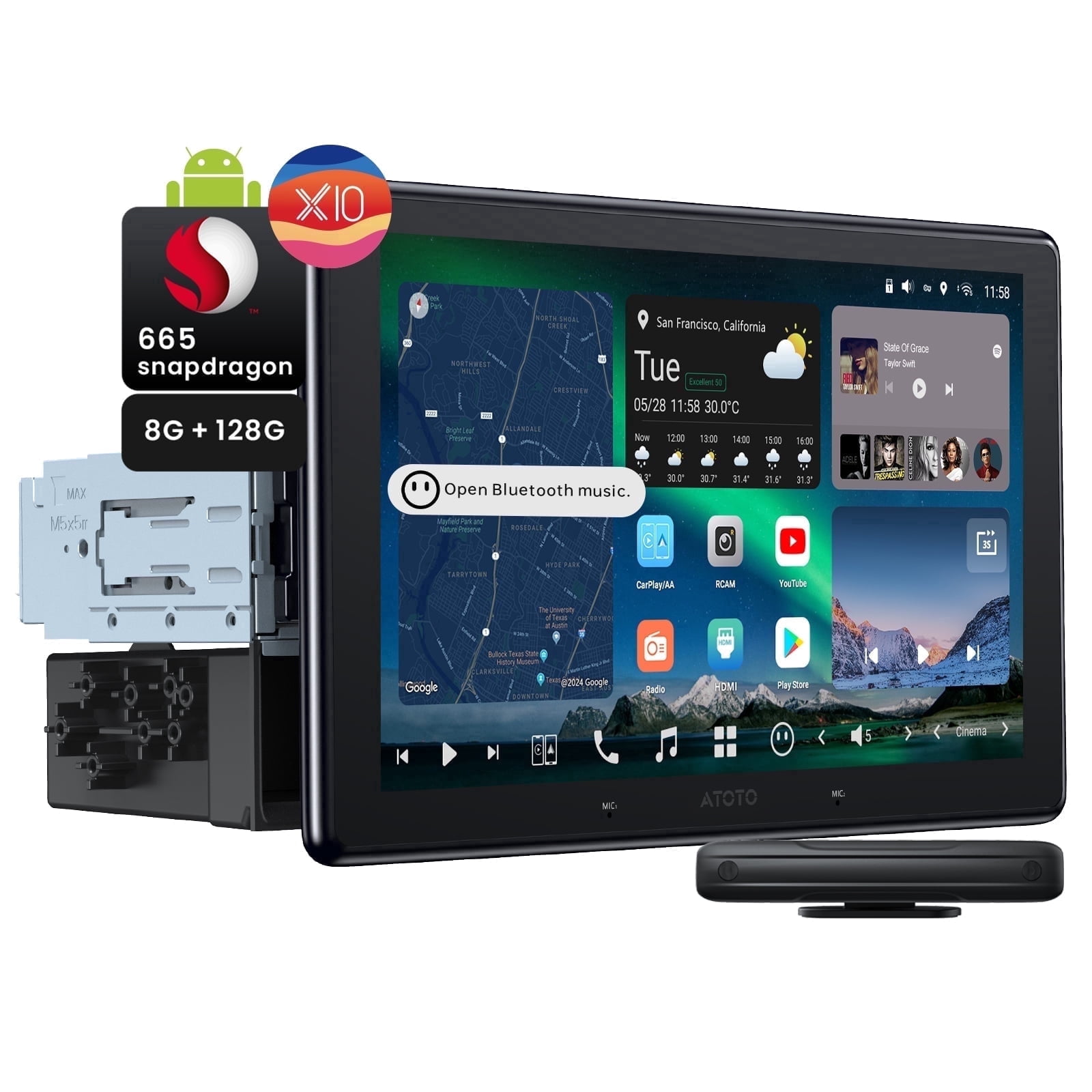 ATOTO 10.1in Single DIN& Double DIN Car Stereo with Back Up Camera