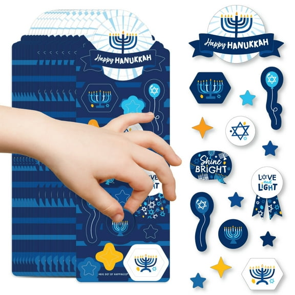 Big Dot of Happiness Hanukkah Menorah - Chanukah Holiday Party Favor Kids Stickers - 16 Sheets - 256 Stickers