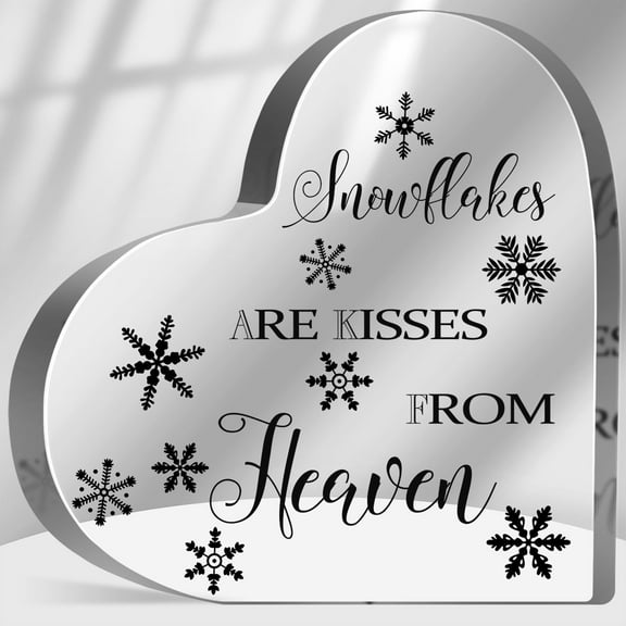 Snowflakes Are Kisses from Heaven Sign, Sympathy Memorial Gifts for Loss of Loved One Gift, In Memory of Loved One Sign, Grief Bereavement Remembrance Plaque Decor
