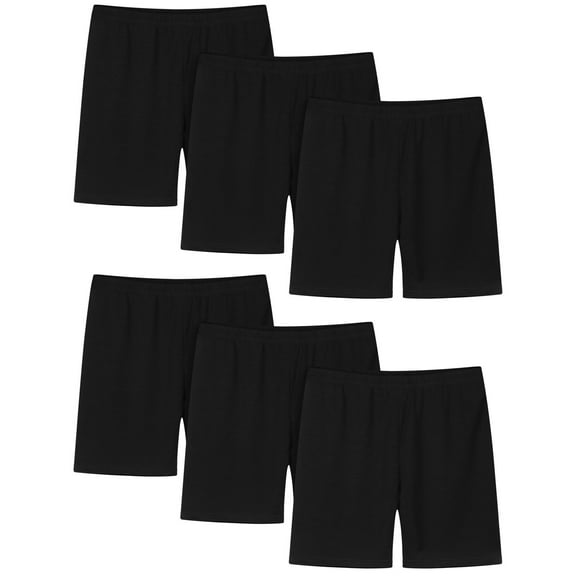 Favoffer 6PC Kids'Bike Shorts, Active Wear Solid Color Sports Shorts for Dance Hiking Daily Play, 2-14Y