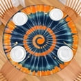 thumbnail image 2 of Orange Blue Tie Dye Mandala Pattern Round Fitted Tablecloth with Elastic Edge,Dining Table Cover Waterproof,Outdoor Round Tablecloth for Camping,Dining,Indoor and Outdoor, 2 of 7