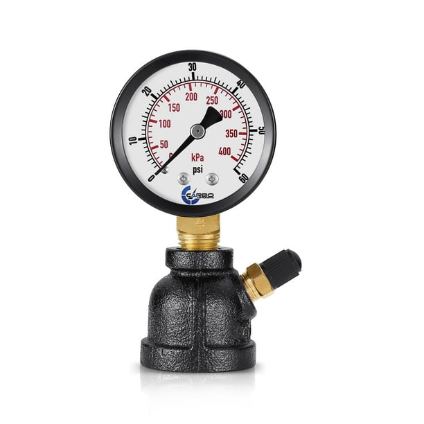 Gas Test Pressure Gauge 60 Pound, 60 PSI/400 kPa 3/4” FNPT Steel Bell ...