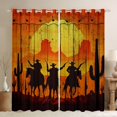 thumbnail image 1 of Cowboy Window Drapes Block 30%-50% Light,Western Country Style Kitchen Window Treatments 42Wx63L Inches,Sunset Landscape Decor Window Curtains, 1 of 6