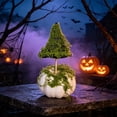 thumbnail image 5 of Mini Halloween Witch Hat Pumpkin Ornament Realistic Grinning Fake Foam Pumpkin Decor for Dining Table Fireplace Mantel Shelf Cabinet Holiday Fall Party Centerpiece, Halloween, Green, Style B, 5 of 6