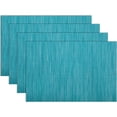 thumbnail image 1 of Set de 4 manteles individuales de vinilo tejido PVC color azul turquesa resistentes al calor impermeables y antideslizantes para interior y exterior, 1 of 5