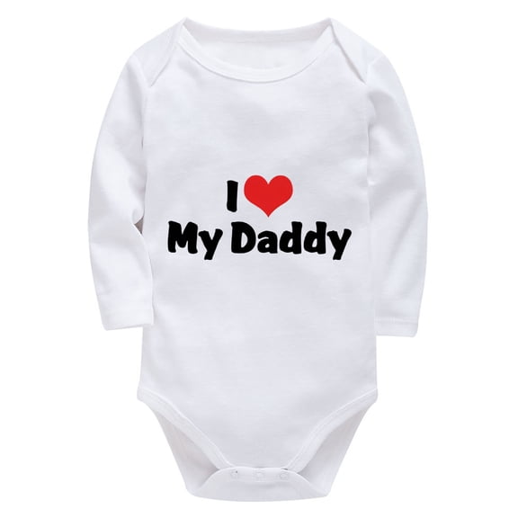 I Love My Daddy Baby Long Sleeve Bodysuit Long Sleeve Neutral Baby Clothes White Baby Girl Neutral Outfit