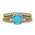 thumbnail image 2 of 1.99 ct Brilliant Round Cut Turquoise 18K Yellow/White Gold Solitaire with Accents Engagement Bridal Wedding Ring Band Set size 8.5, 2 of 7