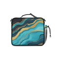 thumbnail image 3 of Blue and Gold Marble Pattern Insulated Lunch Bag with Shoulder Strap and Bottle Holder,Bento School Lunch Bag Box,11x9.5x3.5 Inches, 3 of 5