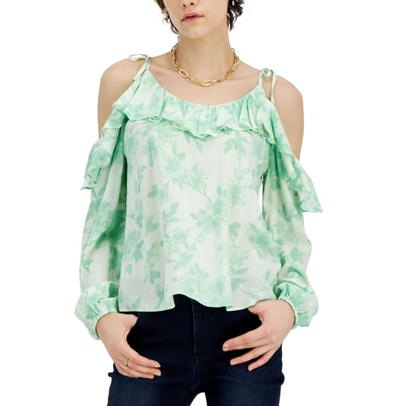 INC International Concepts Womens Cold Shoulder Blouse Jolene Floral L