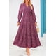 thumbnail image 4 of Vestido Maxi Floral PRETTYGARDEN de Manga Larga con Escote en V Talla Grande, 4 of 5