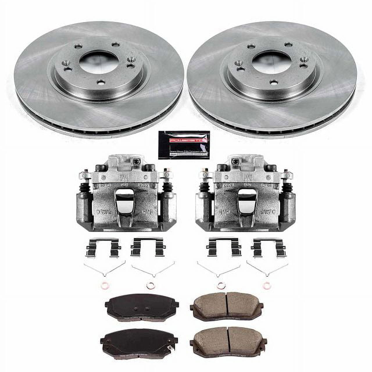 PowerStop Front Stock Replacement Brake Pad and Rotor Kit with Calipers Fits: KIA Select Models KCOE8621
