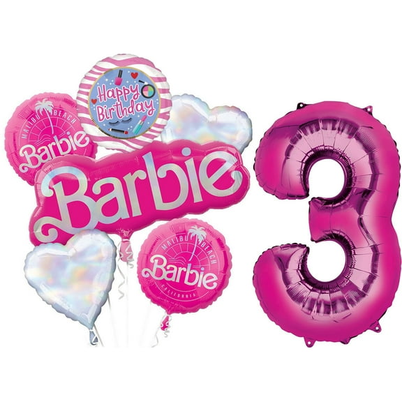 Anagram Barbie California Dreaming 3rd Birthday Party Supplies Balloon Bouquet Decorations