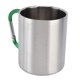 thumbnail image 4 of Taza de café duradera y aislada de acero inoxidable de doble pared de 350 ml con acabado brillante y cómoda asa verde, 4 of 8