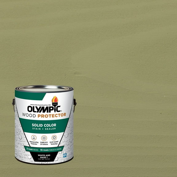 Olympic 1 Gallon SC-1043 Gray Jade Exterior Solid Wood Protector Stain Plus Sealer in One