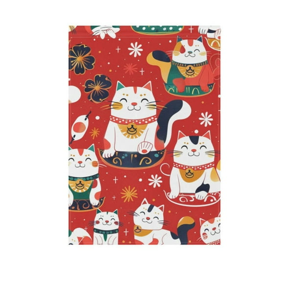 Japanese Lucky Cats Garden Flag 12"x18" Double-Sided Yard Flags for Outside Outdoor All Seasonal Decoration